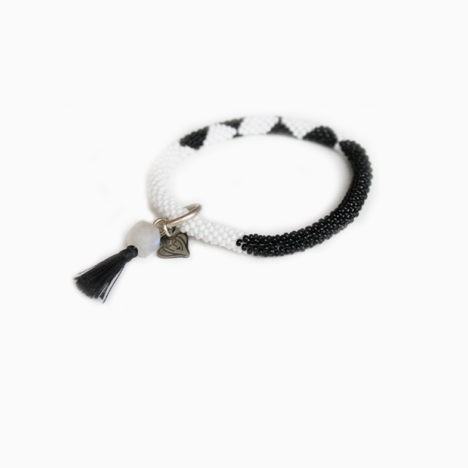 Bliss Moonstone Roll on Bracelet : Black and White