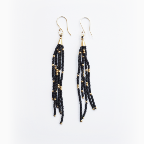Black and Gold Fringe Earrings